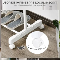 HOMCOM Appendiabiti Stender ad Altezza Regolabile con 4 Rotelle Bianco Argento(m-6)