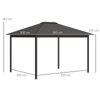 Outsunny Gartenpavillon mit Schiebedach, wetterbeständig, inkl. Moskitonetz, 365 cm x 300 cm x 262 cm, Schwarz + Khaki(m-3)