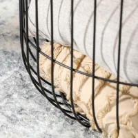 HOMCOM Masute Suprapuse, Set de 2 Mese Rotunde de Cafea cu Corp Cos din Otel cu Fire de Otel si Blat Detasabil, Mese Suprapuse pentru Camera de Zi, Negru(m-9)