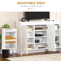 HOMCOM Bufet Modern cu 12 Rafturi Interioare  din PAL pentru Bucatarie, Sufragerie si Hol, 120x35x85 cm, Alb(m-5)