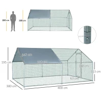 Pawhut Cotet Gaini – Mare, Metal Galvanizat cu 2 Camere & Copertina(m-3)