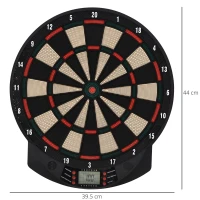 HOMCOM Tinta electronica pentru darts din PP cu 6 Sageti si Panou de Scor pentru Puncte, 44x39.5x2.2cm, Negru(m-3)