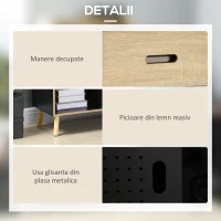 HOMCOM Biblioteca Moderna din MDF si PAL cu 2 Sertare si 7 Rafturi Deschise, 80x40x165 cm, Negru si Lemn natur(m-6)