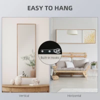HOMCOM Oglinda cu design lung din lemn moderna, Oglinda decorativa de perete rustica, Oglinda de podea suspendata sau sprijinita, vertical sau orizontal, pentru sufragerie, dormitor, maro natural(m-6)