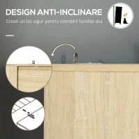 HOMCOM Biblioteca de Perete din MDF si Metal cu 2 Sertare, 2 Dulapioare si 4 Rafturi Deschise, 80x35x155 cm, culoare Lemn natur(m-6)