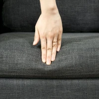 HOMCOM Fotoliu gri inchis din stofa cu captuseala groasa & buzunare laterale(m-8)