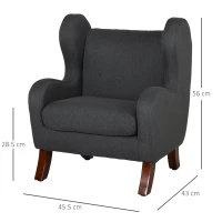 HOMCOM Kindersessel, Minisessel, Kindersofa für 3-6 jahre alt, Holzbeine, Grau, Leinen+Schaumstoff+Gummiholz, 45,5 x 43 x 56 cm(m-3)