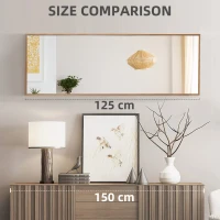 HOMCOM Oglinda cu design lung din lemn moderna, Oglinda decorativa de perete rustica, Oglinda de podea suspendata sau sprijinita, vertical sau orizontal, pentru sufragerie, dormitor, maro natural(m-7)