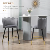 HOMCOM Set 2 Scaune de Bar – inaltime Mare cu Spatar & Suport(m-4)