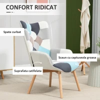 Homcom Scaun Decorativ Tapitat cu Brat & Spatar Capitonati – Dormitor(m-4)