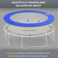 HOMCOM Coussin de protection pour trampoline de remplacement Ø 366 cm résistant aux rayons UV, anti déchirure bleu(m-5)