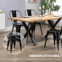 Homcom Set 4 Scaune Dining din Otel, Stil Industrial – Stivuibile & Moderne(m-5)