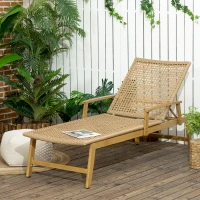 Outsunny Gartenliege, 3-stufig verstellbare Rücklehne, dekorative Rattanoptik, Aluminiumrahmen, 70 x 195 x 54 cm(m-2)