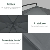 Parasol Outsunny z korbą ręczną i moskitierą, dla 8 osób, obrotowy 360°, 2,95 m x 2,95 m x 2,4 m, zielony(m-5)