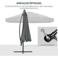 Parasol Outsunny z korbą ręczną i moskitierą, dla 8 osób, obrotowy 360°, 2,95 m x 2,95 m x 2,4 m, zielony(m-6)