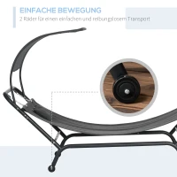 Outsunny Sonnenliege Hängematte Gartenliege, mit Baldachin, wetterbeständig, 240 cm x 92 cm x 148 cm, Dunkelgrau(m-5)