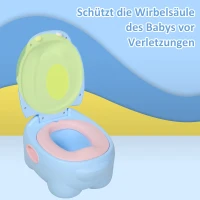 HOMCOM Kindertöpfchen, Kindertoilette, Baby WC mit abnehmbarer Schale, Toilettesitz in Nilpferd Optik, Baby Toilettentrainer  für 6-48 Monate, Plastik, Blau, 40 x 30 x 23 cm(m-5)