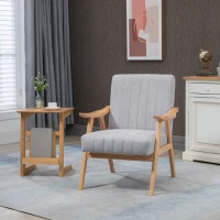 HOMCOM fauteuil, gestoffeerde stoel met armleuningen, grijs(m-10)
