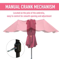 Outsunny 4.6M Sun Umbrella Canopy Double-sided Crank Sun Shade w/ Cross Base Wine Red(m-5)