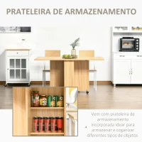 HOMCOM Mesa de Sala de Jantar Dobrável com Rodas Mesa Multifuncional para Sala de Jantar com 3 Formas 140x80x74cm Madeira(m-5)