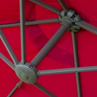 Outsunny 4.6M Sun Umbrella Canopy Double-sided Crank Sun Shade w/ Cross Base Wine Red(m-9)
