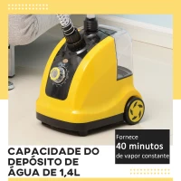 HOMCOM Ferro de Engomar a Vapor com Depósito de 1,4L e Temperatura Ajustável em 11 Níveis 26x21,5x146cm Amarelo e Preto(m-4)