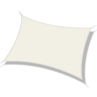 Outsunny Vela de Sombra Retangular 4x6 m Toldo Vela de Poliéster com Proteção UV Aneis em Forma de D e Cordas para Jardim Pátio Piscina Creme(m-1)