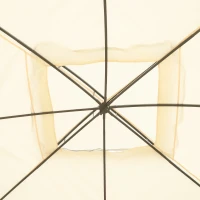 Outsunny Pérgola Exterior 3x3.65x2.82m  de Jardim Marco de Ferro com Parede Lateral e Mosquiteira Cor Creme(m-8)