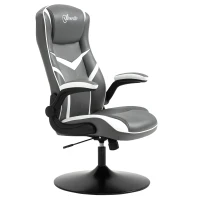 Vinsetto Gaming Chair Ergonomic Computer Chair with Adjustable Height Pedestal Base, Home Office Desk Chair Faux Leather Exclusive Swivel Chair, Grey(m-10)