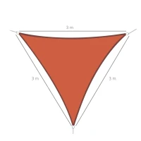 Outsunny Vela de Sombra Triangular 3x3x3 m Toldo Vela de Poliéster com Proteção UV Aneis em Forma de D e Cordas para Jardim Pátio Piscina Terracota(m-3)