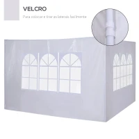 Outsunny Conjunto de 2 Paredes Laterais para Tendas de 3x3m e 3x6m Paredes Laterais para Tendas com Janelas Transparentes 293x193cm Branco(m-5)