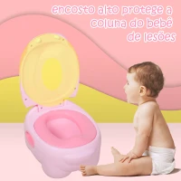 HOMCOM Bacio para Bebé em Forma de Hipopótamo 2 em 1 com Cubo Amovível e Escova de Limpeza 40x30x23 cm Rosa(m-4)