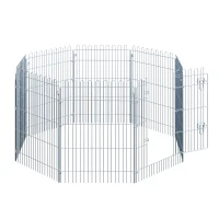 PawHut Parque para Animais de Estimação com 8 Paineis 63x91cm Cerca para Animais de Estimação com Porta com Trava para Jardim Pátio Exterior Prata(m-8)
