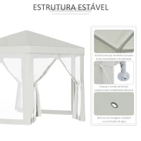 Outsunny Tenda Hexagonal Tenda de Jardim com Rede Mosquiteira Portas com Zíper e Orifícios de Drenagem 197x250 cm Creme(m-5)
