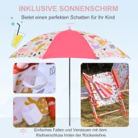 Outsunny Kinder-Campingstuhl mit Sonnenschirm Kinder-Strandstuhl Klappstuhl für 1-3 Jahre leichte Gewicht Metall Rot 39 x 39 x 52cm(m-6)
