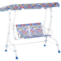 Outsunny Baloiço de Jardim Infantil de 2 Lugares com Toldo Ajustável em Ângulo e Cintos de Segurança ao Ar Livre 110x70x110 cm Azul(m-1)