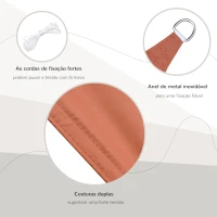 Outsunny Vela de Sombra Triangular 3x3x3 m Toldo Vela de Poliéster com Proteção UV Aneis em Forma de D e Cordas para Jardim Pátio Piscina Terracota(m-6)