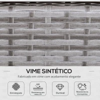 Outsunny Conjunto de móveis de jardim de 6 peças de vime Conjunto de sofá de 2 lugares Banco e mesa de jantar com almofadas acolchoadas Varanda cinza e Cáqui(m-4)