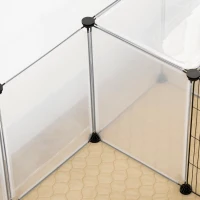 PawHut Recinto para Animais de Estimação DIY com 20 Painéis Recinto para Pequenos Animais Modular 175x70x45 cm Translúcido e Cáqui(m-9)