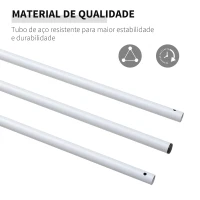 Outsunny Barra de Apoio para Tendas e Abrigos de Campismo Barra para Tenda de Campismo Fácil de Montar Ø25mmx3m Branco(m-4)