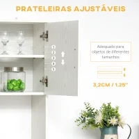 HOMCOM Armário de Cozinha Armário Alto de Cozinha com Gaveta Prateleira Aberta e 3 Armários com Prateleira Ajustável 71x71x178 cm Branco(m-7)