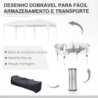 Outsunny Tenda para Festas com Paredes Laterais Amovíveis 2 Portas com Zíper 4 Janelas e Bolsa de Transporte 591x297x255 cm Branco(m-5)