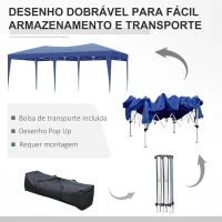 Outsunny Tenda para Festas com Paredes Laterais Amovíveis 2 Portas com Zíper 4 Janelas e Bolsa de Transporte 591x297x255 cm Azul(m-5)