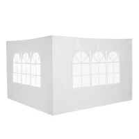 Outsunny Conjunto de 2 Paredes Laterais para Tendas de 3x3m e 3x6m Paredes Laterais para Tendas com Janelas Transparentes 293x193cm Branco(m-1)