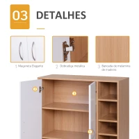 HOMCOM Sapateira com 2 Portas Prateleiras Interiores e 5 Prateleiras Exteriores com Altura Ajustável 80x32x91 cm Branco e Madeira(m-6)