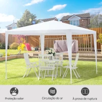 Outsunny Tenda de Jardim Tenda de Exterior com Tubos de Aço e Cobertura de PE para Eventos Campismo Festas 300x300x245 cm Branco(m-4)