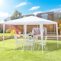 Outsunny Tenda de Jardim Tenda de Exterior com Tubos de Aço e Cobertura de PE para Eventos Campismo Festas 300x300x245 cm Branco(m-7)