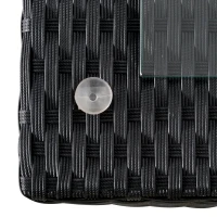 Outsunny Conjunto de móveis de jardim 4 peças sofá duplo de vime mesa de centro banquinho com almofadas acolchoadas para ar livre estrutura de metal Preto(m-9)