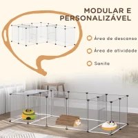 PawHut Recinto para Animais de Estimação DIY com 20 Painéis Parque para Pequenos Animais Modular 175x70x45 cm Translúcido(m-5)