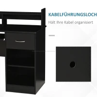 HOMCOM biurko komputerowe biurko biurko gamingowe, biurko do komputera z szufladą płyta wiórowa E1 czarny 104 x 48 x 95,5 cm(m-4)